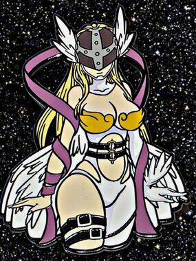 GIANT Digimon Waifu Lewd Angel Angewomon Enamel Pin
